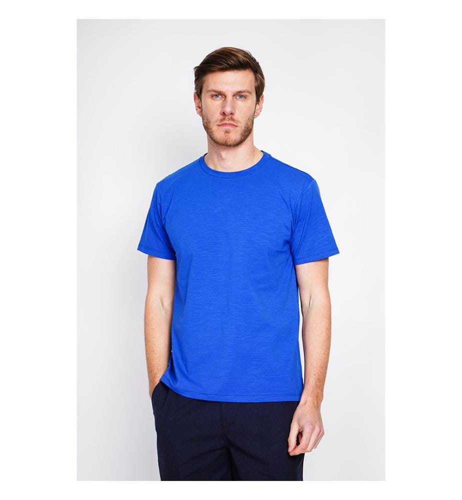 T-shirt col rond manches courtes - Bleu royal