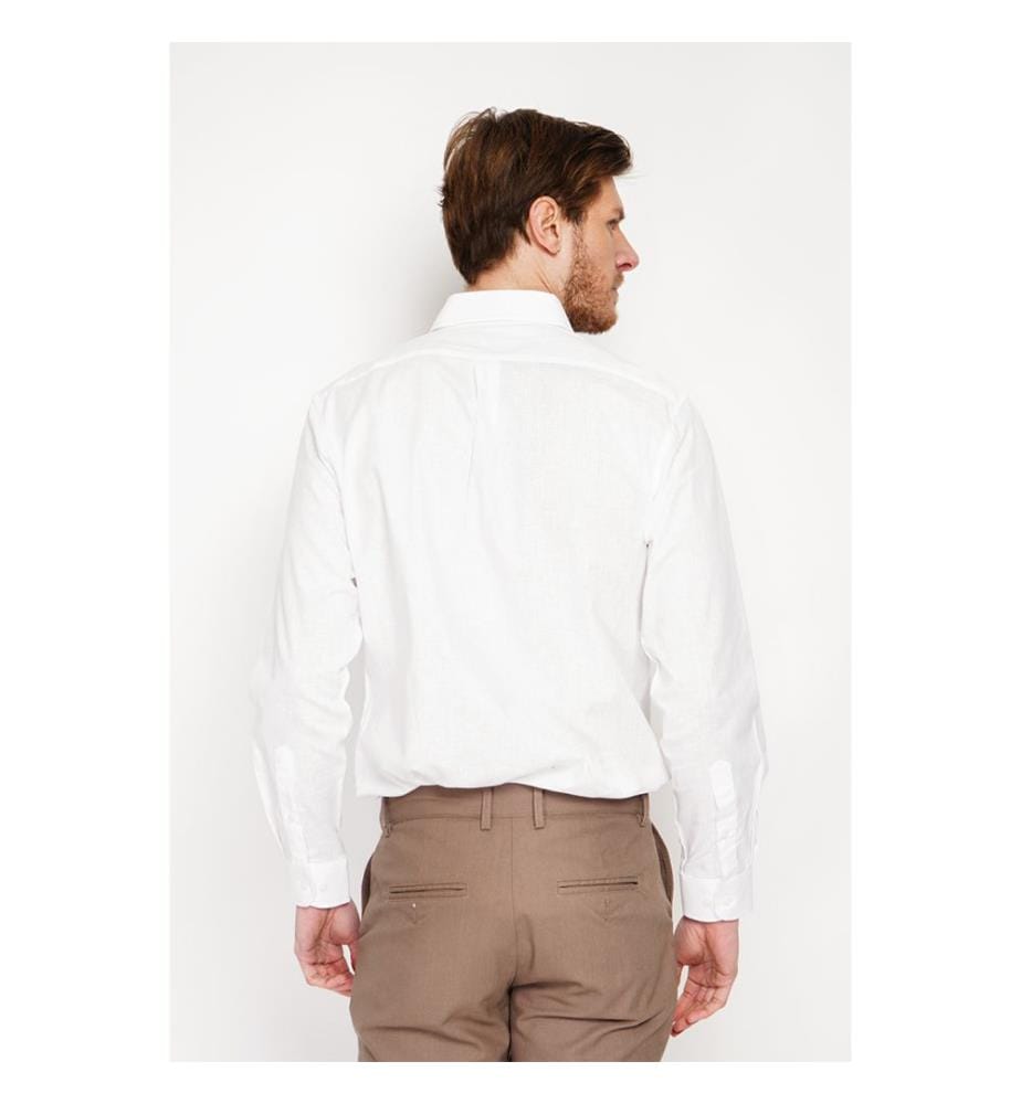 Chemise droite classique avec poche - Blanc