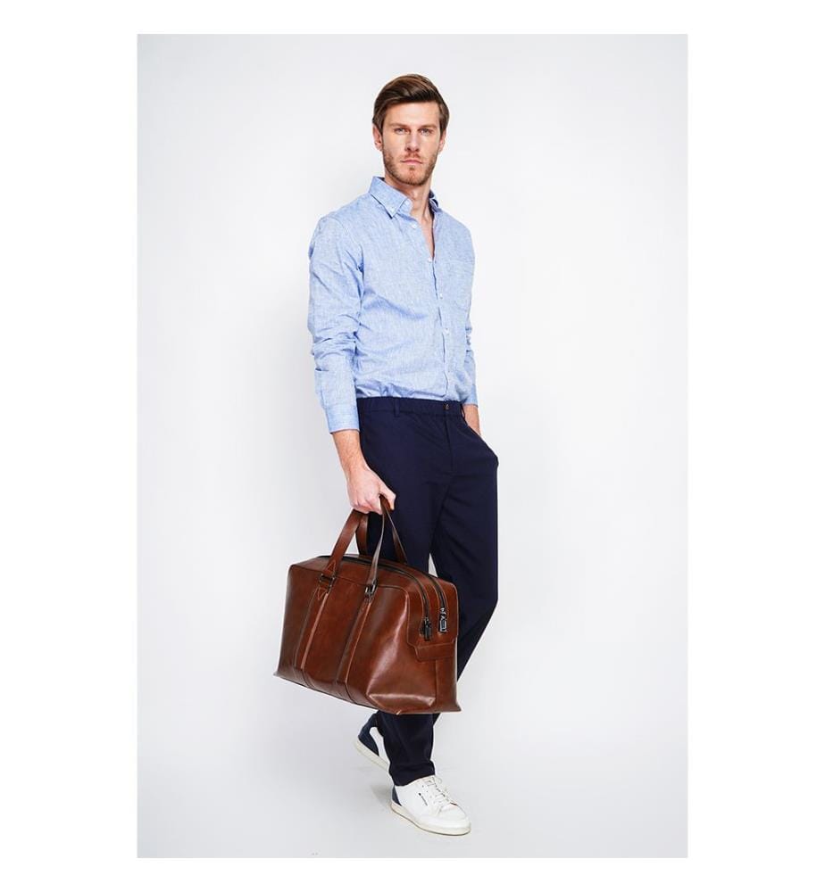 Klassisches, gerades Hemd mit Tasche – Blaue Jeans
