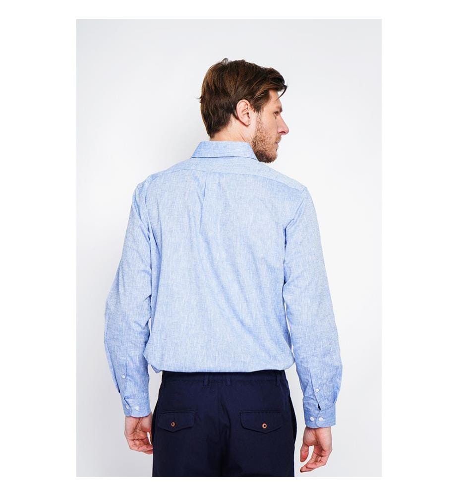 Klassisches, gerades Hemd mit Tasche – Blaue Jeans