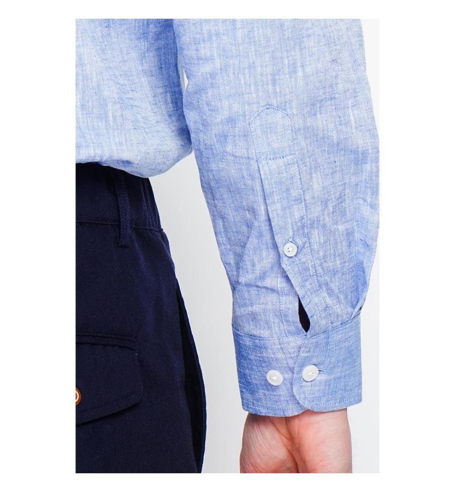 Klassisches, gerades Hemd mit Tasche – Blaue Jeans