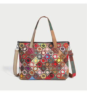 Hippie Patchwork Floral Einkaufstasche - Mehrfarbig