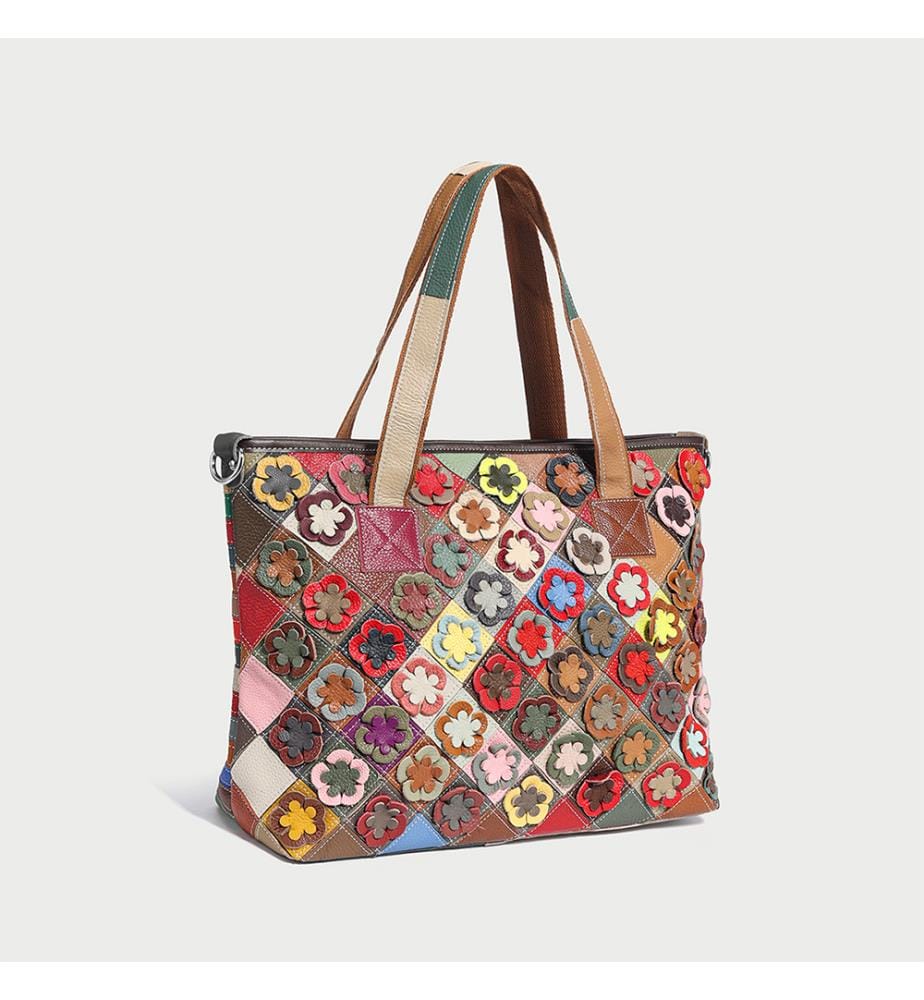 Hippie Patchwork Floral Einkaufstasche - Mehrfarbig