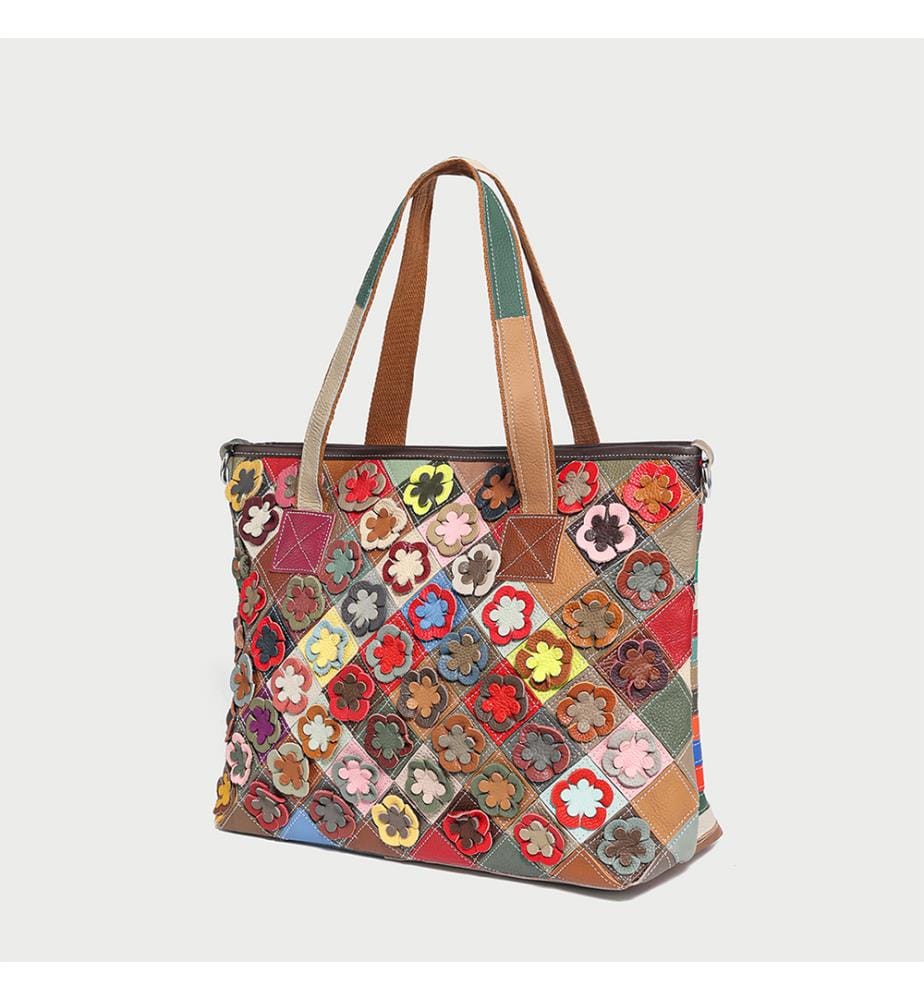 Hippie Patchwork Floral Einkaufstasche - Mehrfarbig