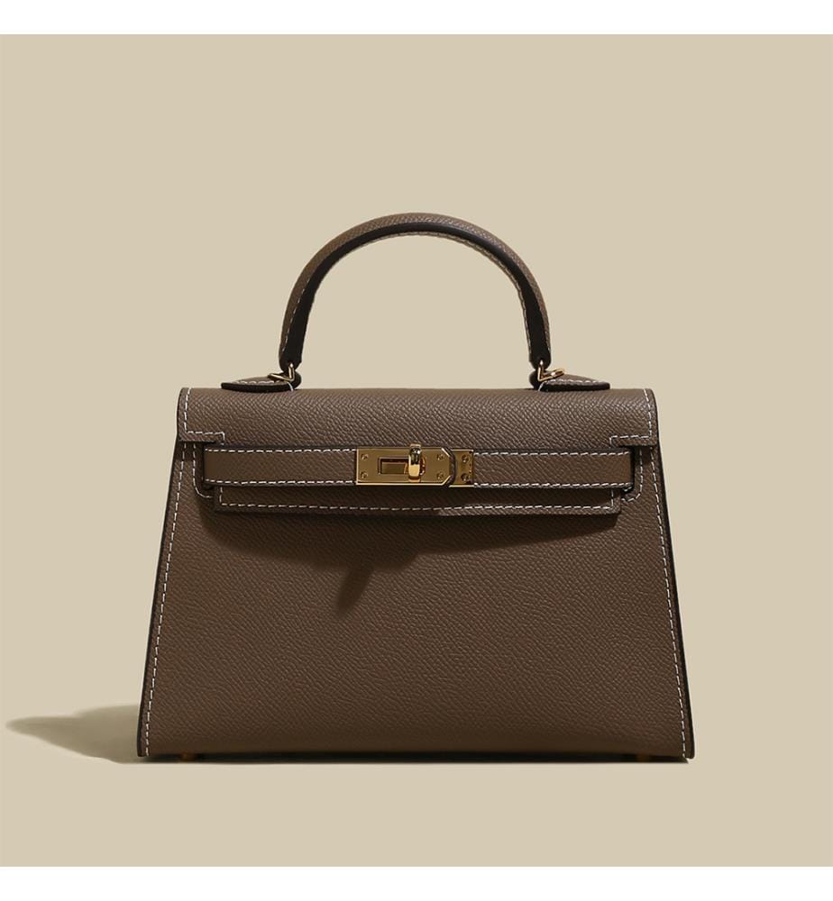 Klassische strukturierte Handtasche - Braun