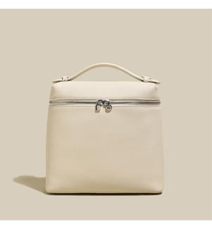 Wandlungsfähiger Rucksack aus genarbtem Leder - Ivory
