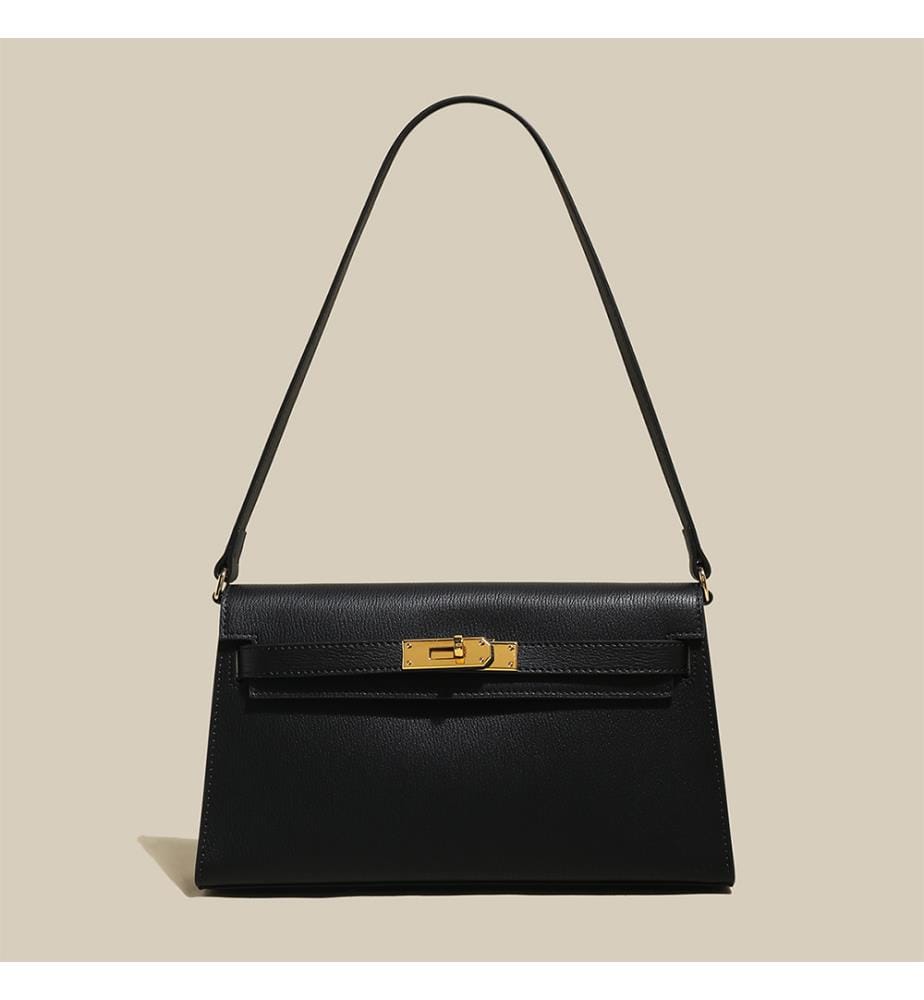 Camille Tasche aus genarbtem Leder - Schwarz