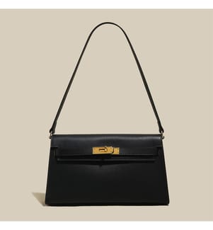 Camille Tasche aus genarbtem Leder - Schwarz