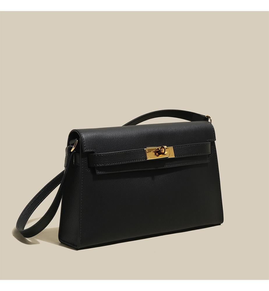 Camille Tasche aus genarbtem Leder - Schwarz