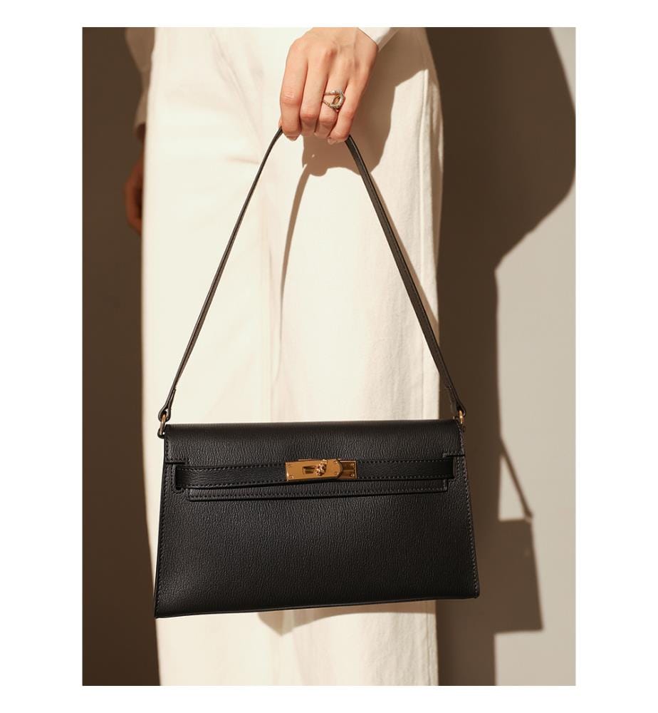 Camille Tasche aus genarbtem Leder - Schwarz