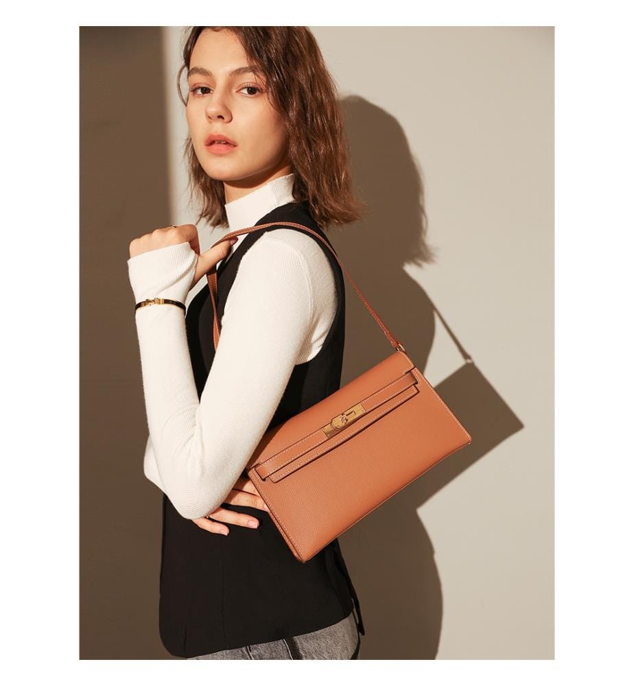 Camille Tasche aus genarbtem Leder - Braun