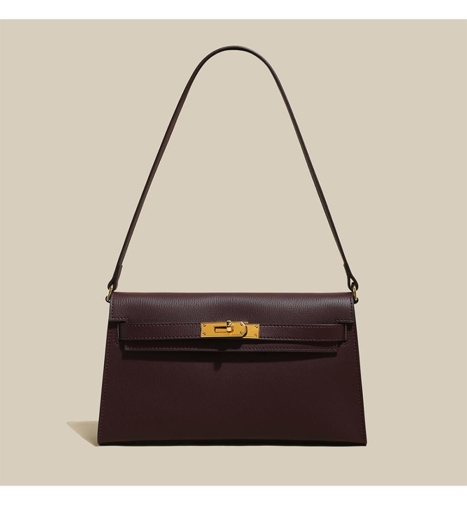 Camille Tasche aus genarbtem Leder - Bordeaux