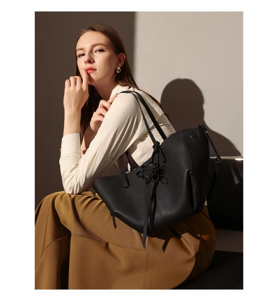 Valencia Shopper Bag mit Schleife - Schwarz