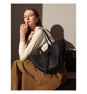 Valencia Shopper Bag mit Schleife - Schwarz