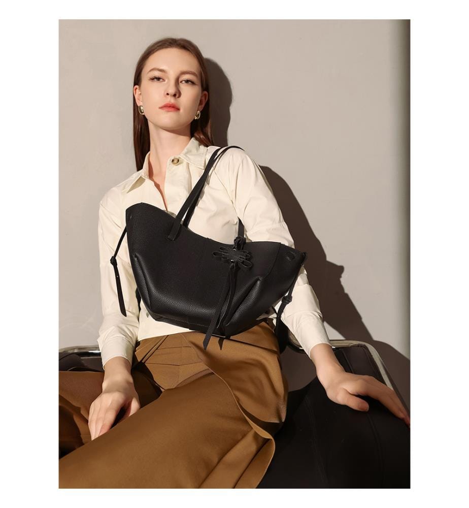 Valencia Shopper Bag mit Schleife - Schwarz
