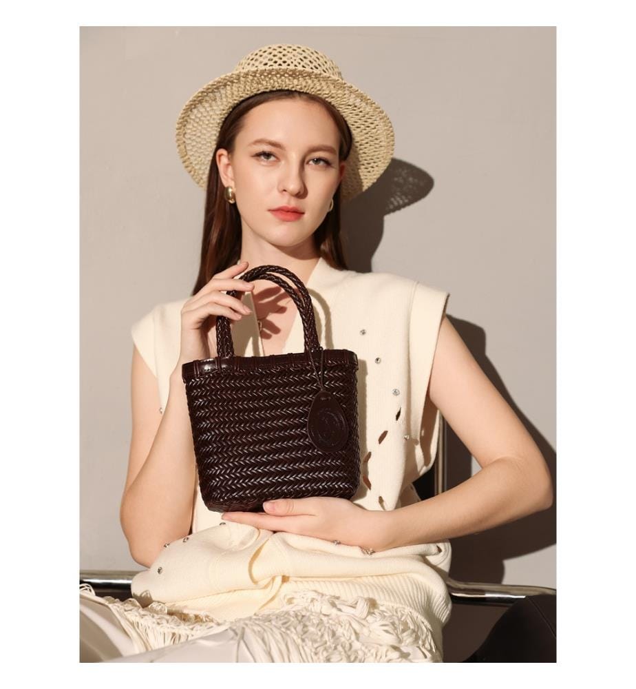 Siena Handtasche aus geflochtenem Leder - Schokolade