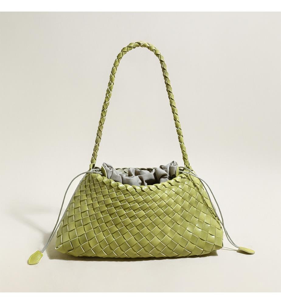 Geflochtene Mini-Trapeztasche - Avocado