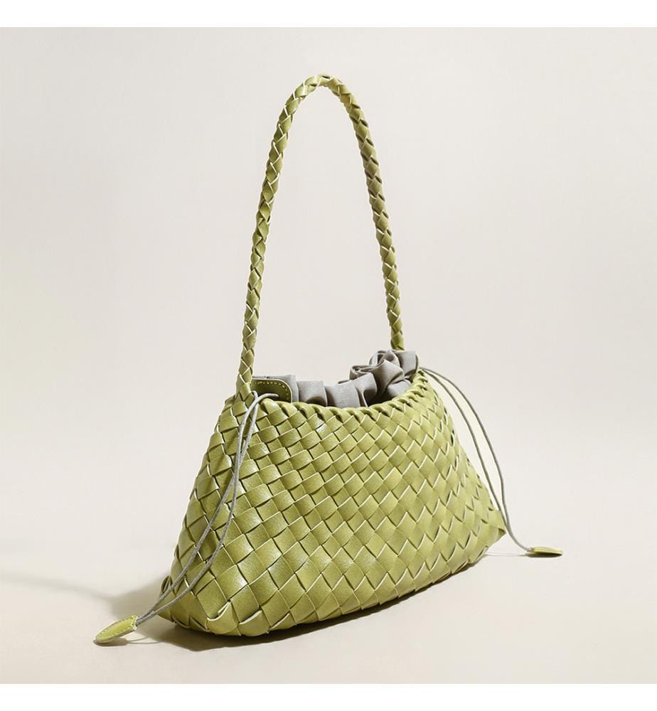 Geflochtene Mini-Trapeztasche - Avocado