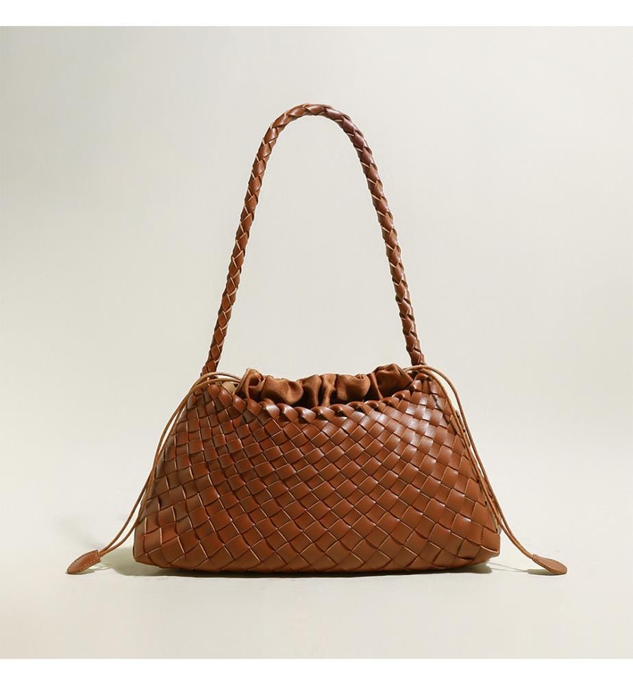 Geflochtene Mini Trapeztasche - Braun