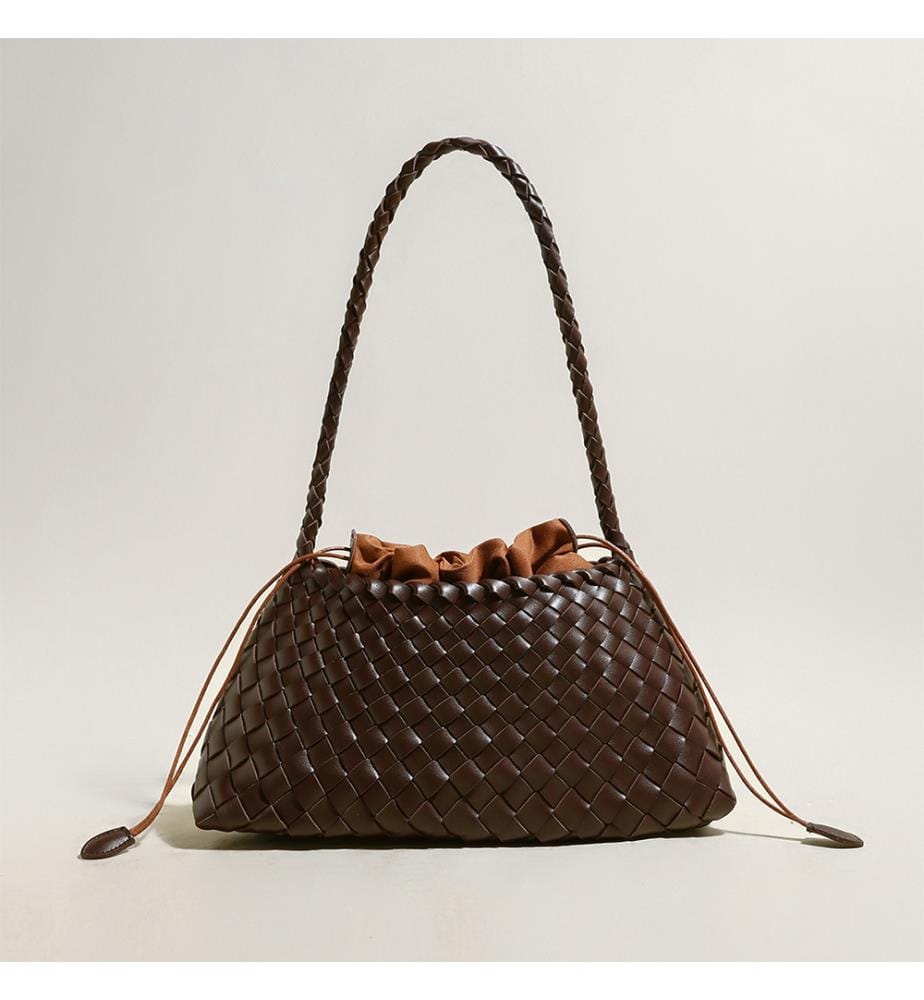 Geflochtene Mini-Trapez-Tasche - Schokolade