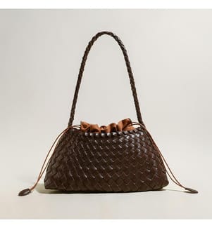 Geflochtene Mini-Trapez-Tasche - Schokolade