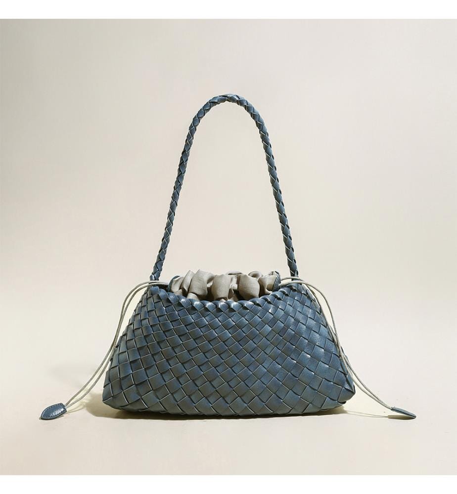 Geflochtene Mini Trapez Tasche - Marineblau