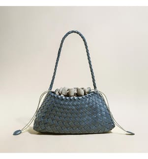 Geflochtene Mini Trapez Tasche - Marineblau