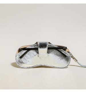 Brillenetui aus Leder - Silber