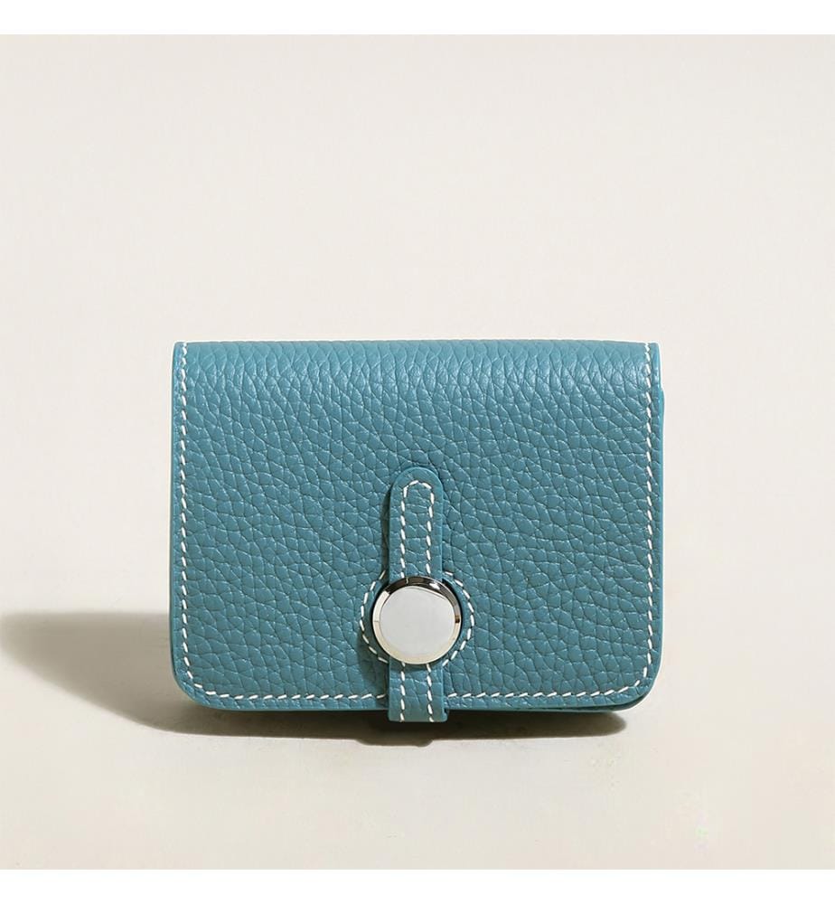 Brieftasche mit Schulterriemen aus Leder - Blau