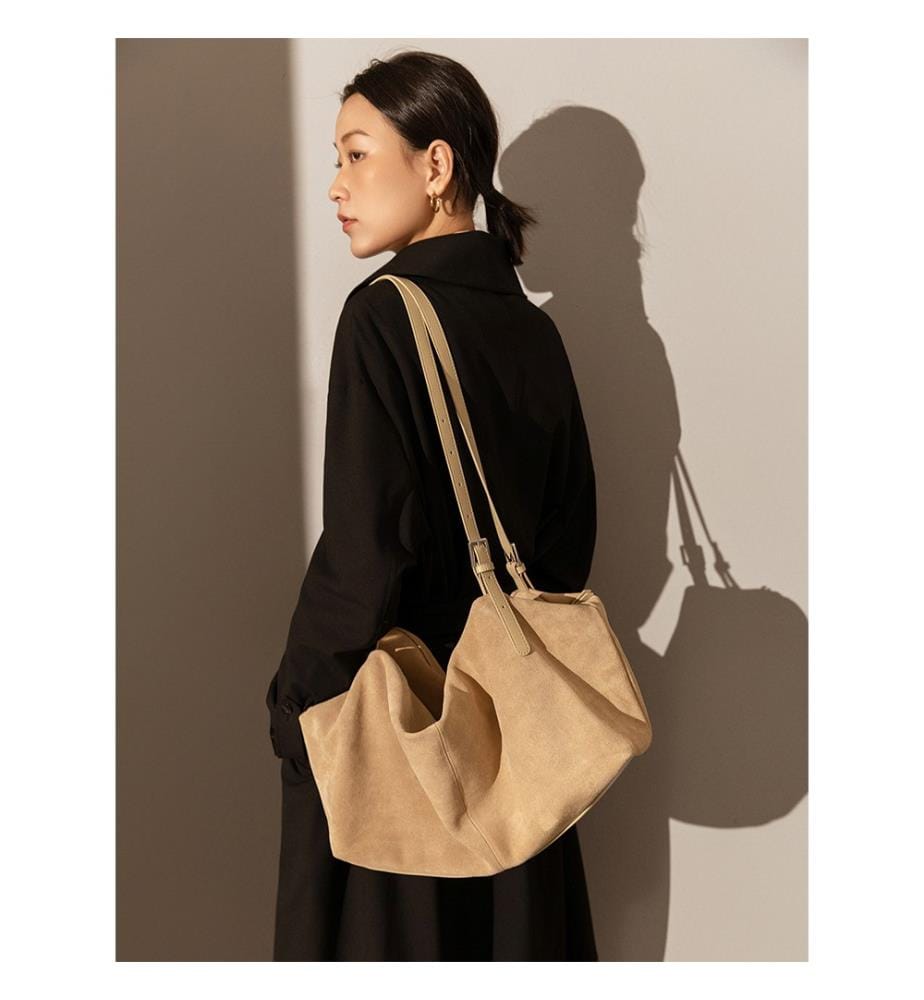 Borsa hobo in camoscio - Cammello