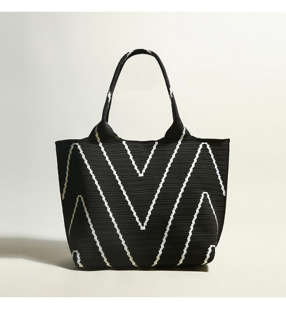 Chevron Retro Einkaufstasche - Schwarz
