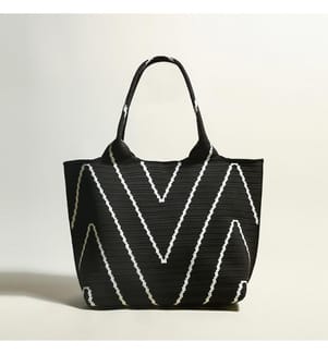 Chevron Retro Einkaufstasche - Schwarz
