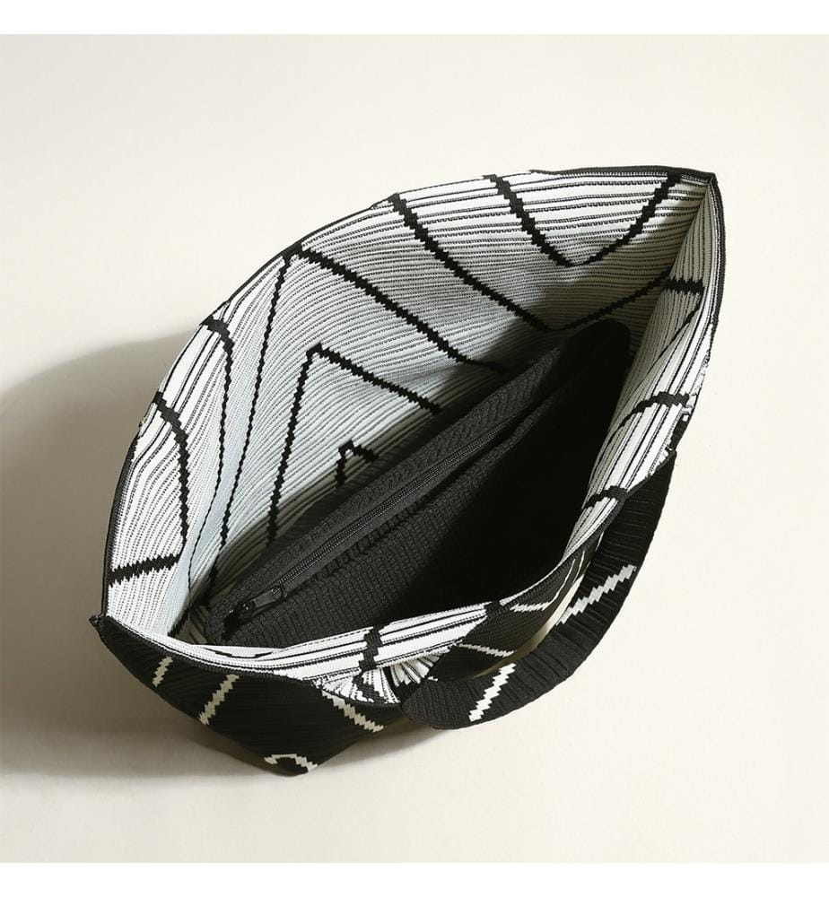 Chevron Retro Einkaufstasche - Schwarz