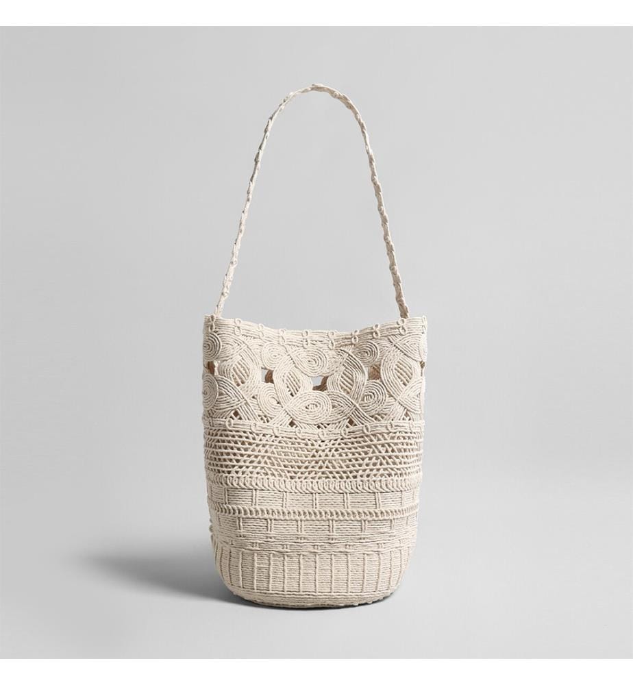 Borsa a secchiello in macramè - Avorio