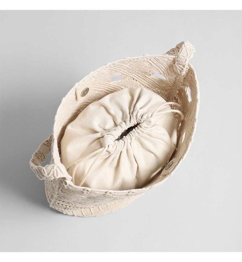 Borsa a secchiello in macramè - Avorio