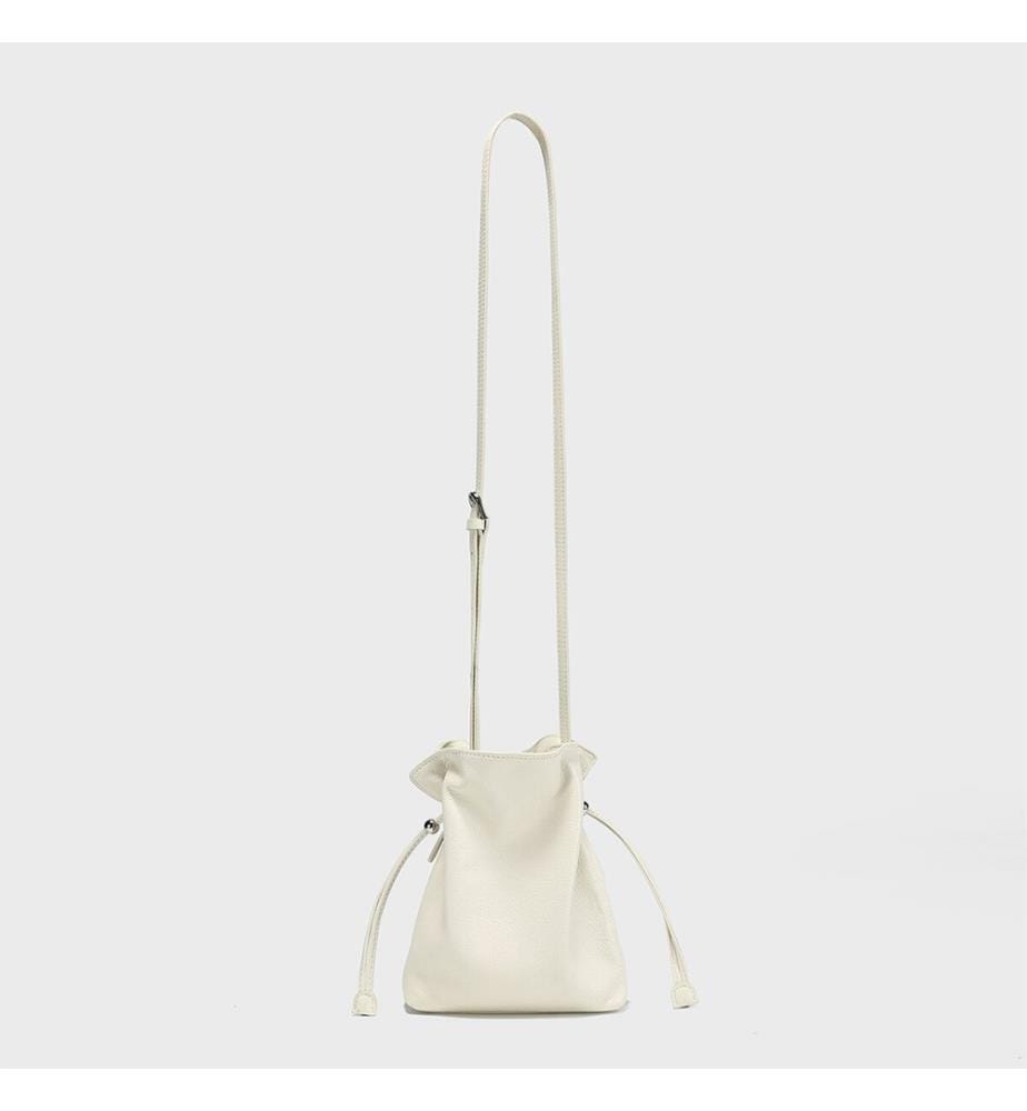 Borsa a secchiello in pelle morbida - Bianco
