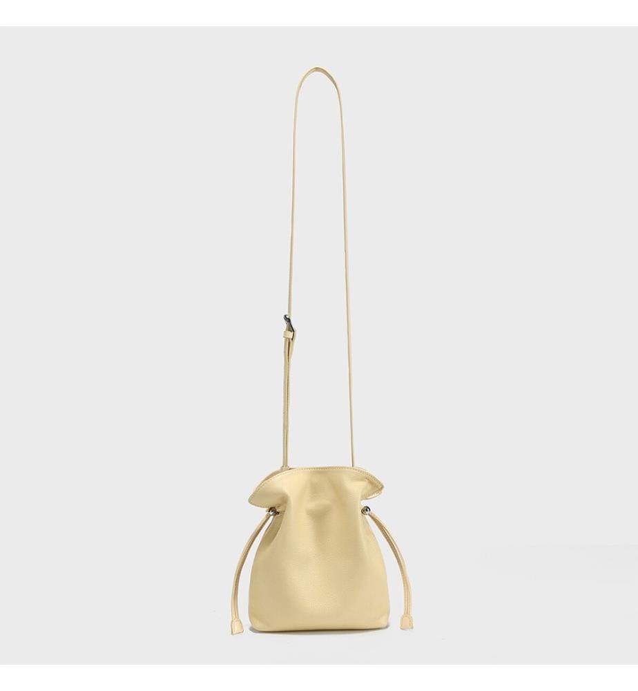 Borsa a secchiello in pelle morbida - Giallo