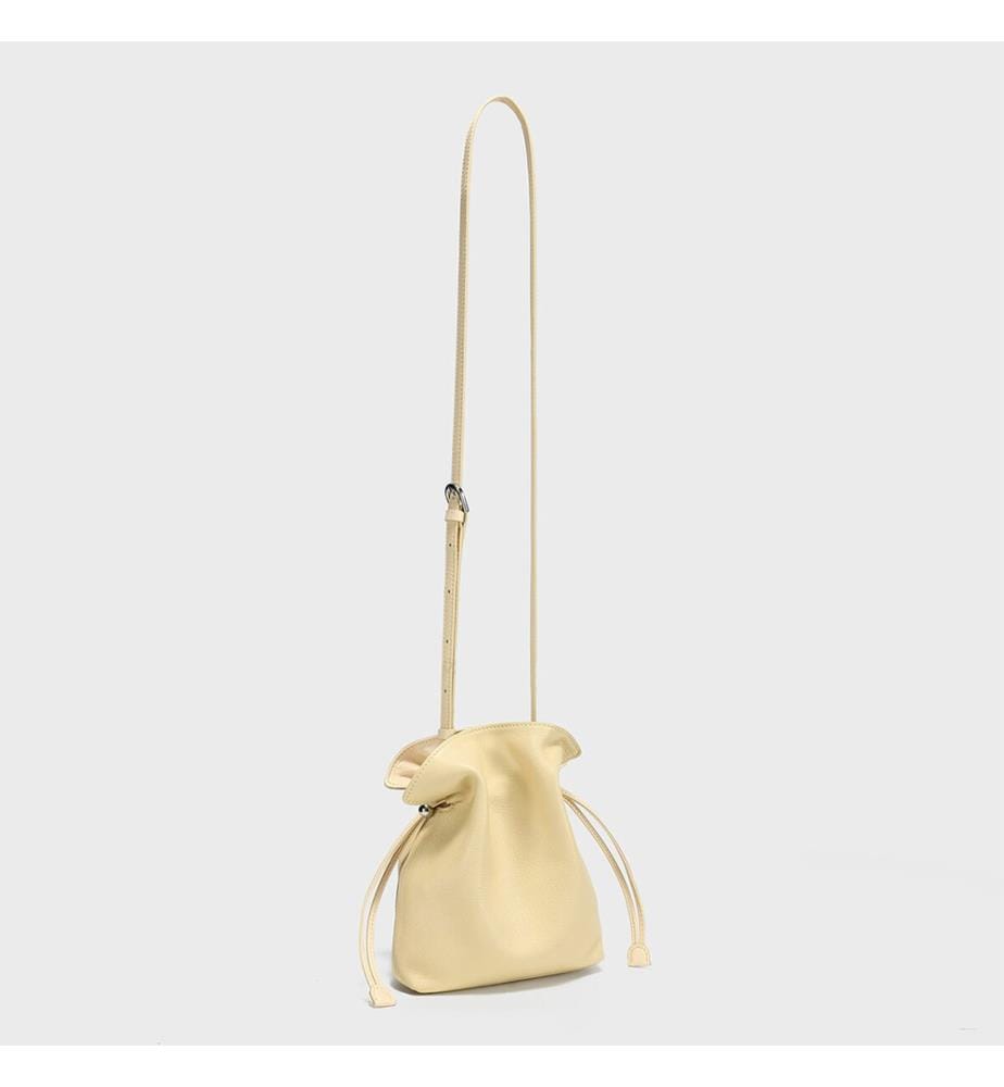 Borsa a secchiello in pelle morbida - Giallo