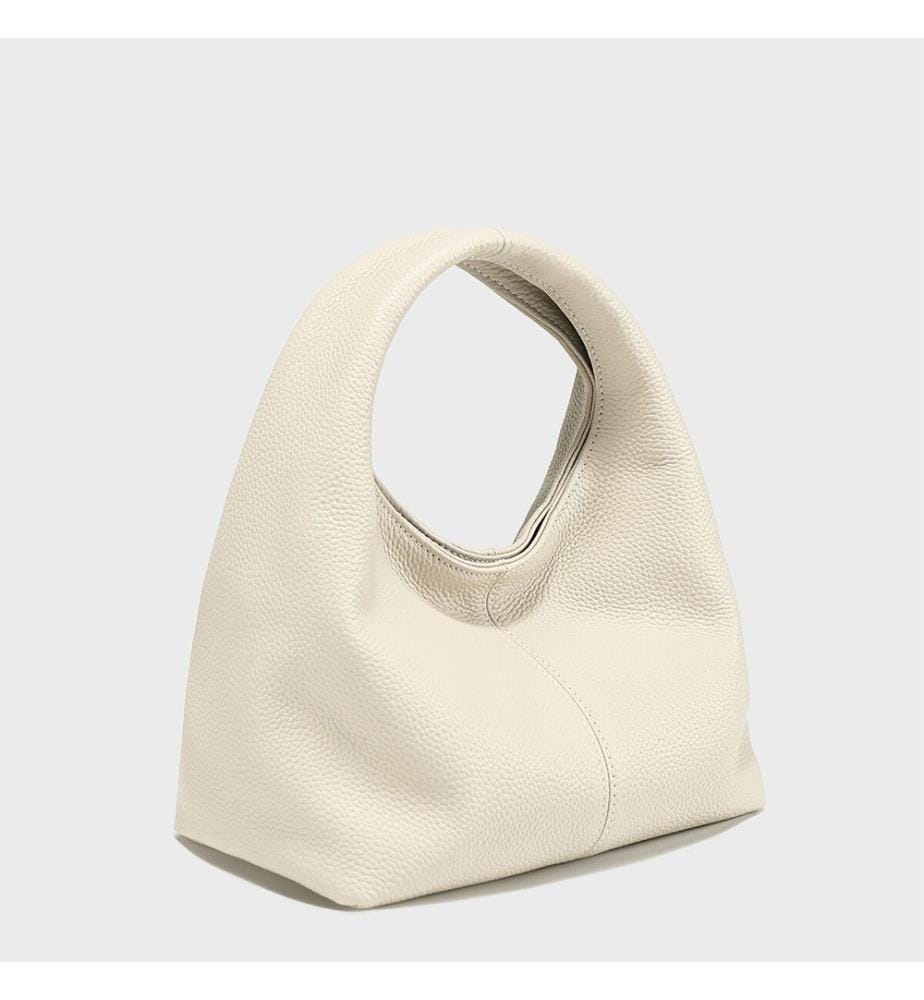 Hobo-Tasche aus Premium-Leder - Elfenbein
