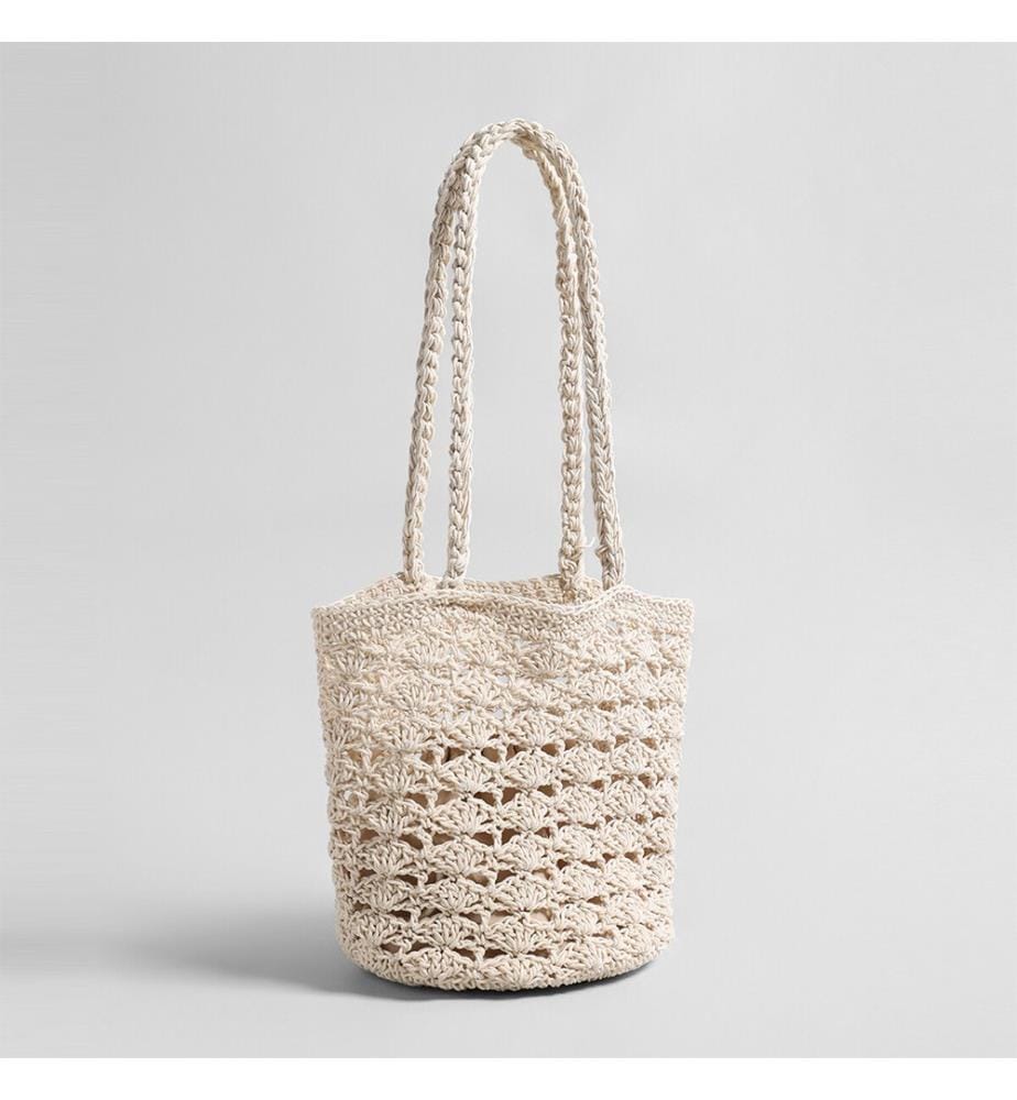 Gehäkelte Eimertasche - Elfenbein
