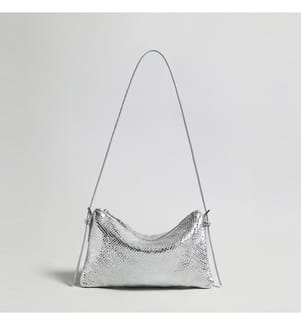 Mini Hobo-Tasche mit Schlangeneffekt - Silber