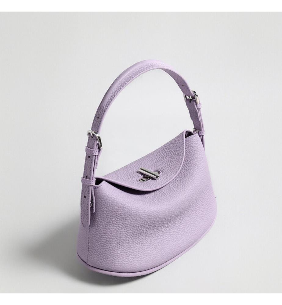 Halbmond Hobo-Bag aus genarbtem Leder - Lila