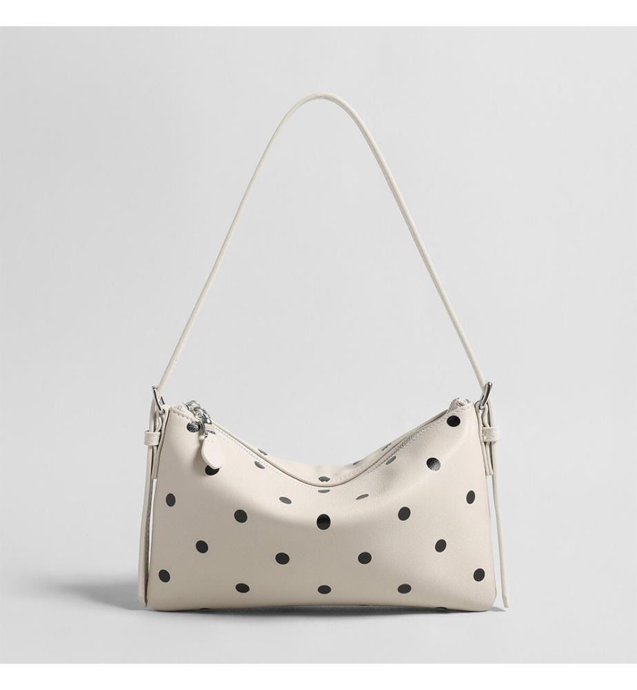 Soft hobo bag with polka dots - Ivory