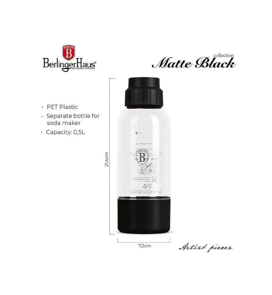 Wassersprudlerflasche 0.5L Matte Black Collection