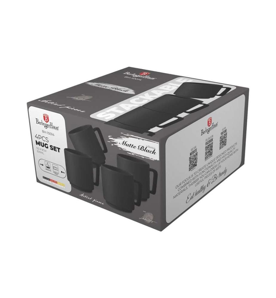 4er-Set Tassen 300 ml, Matte Black Collection - Matt Black