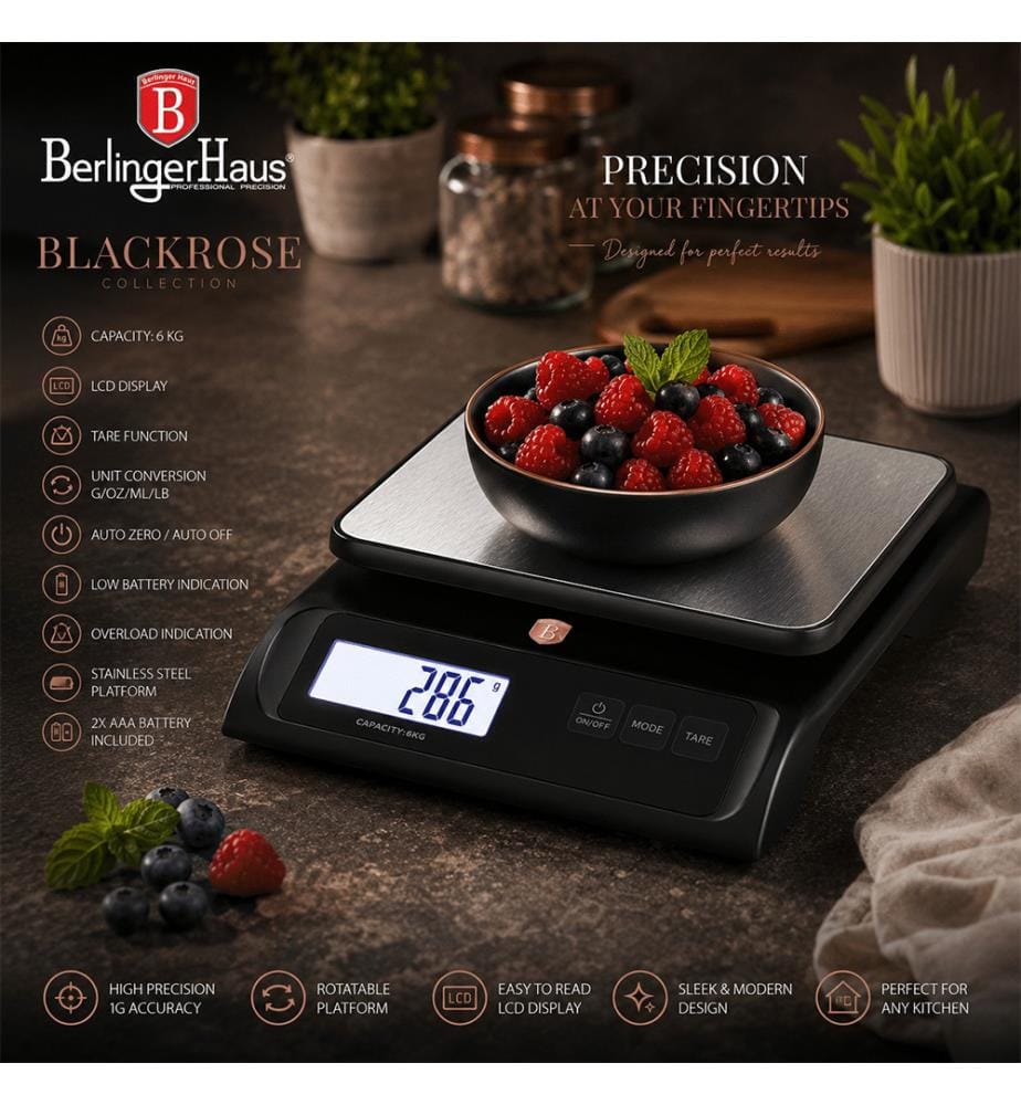 Berlinger Haus digitale Küchenwaage 6kg Black Rose Collection