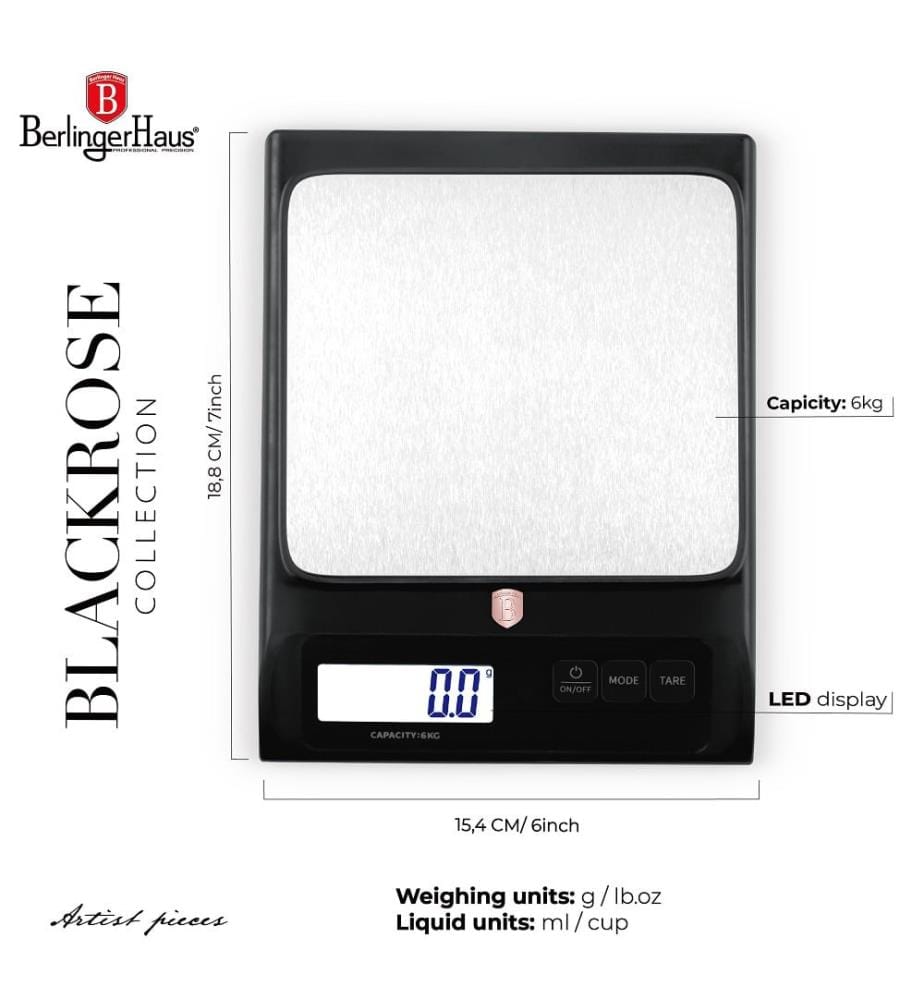 Berlinger Haus digitale Küchenwaage 6kg Black Rose Collection
