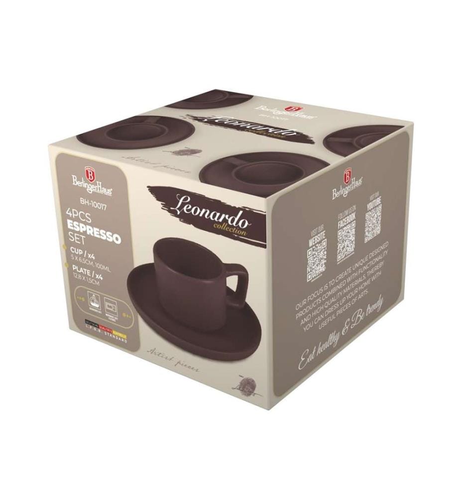 4er-Set Kaffeetassen 100 ml, Leonardo Collection - Matt Bordeaux