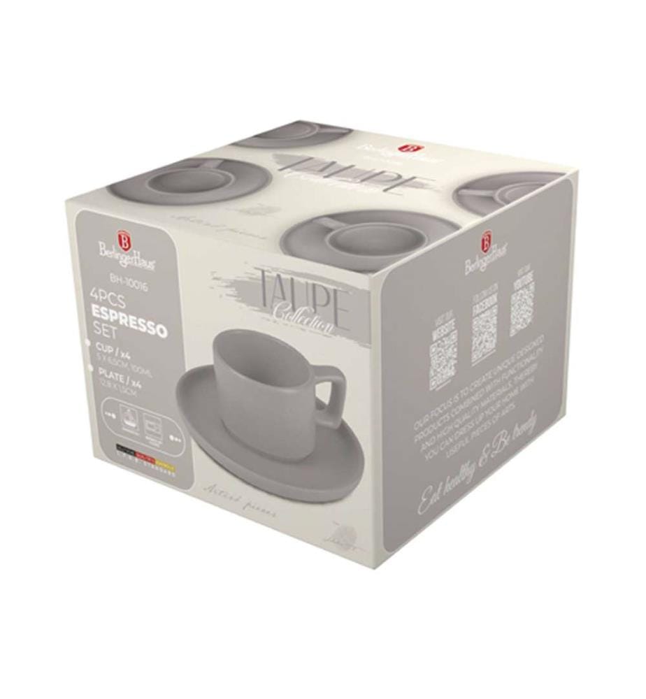 4er-Set Kaffeetassen 100 ml, Taupe Collection - Matt