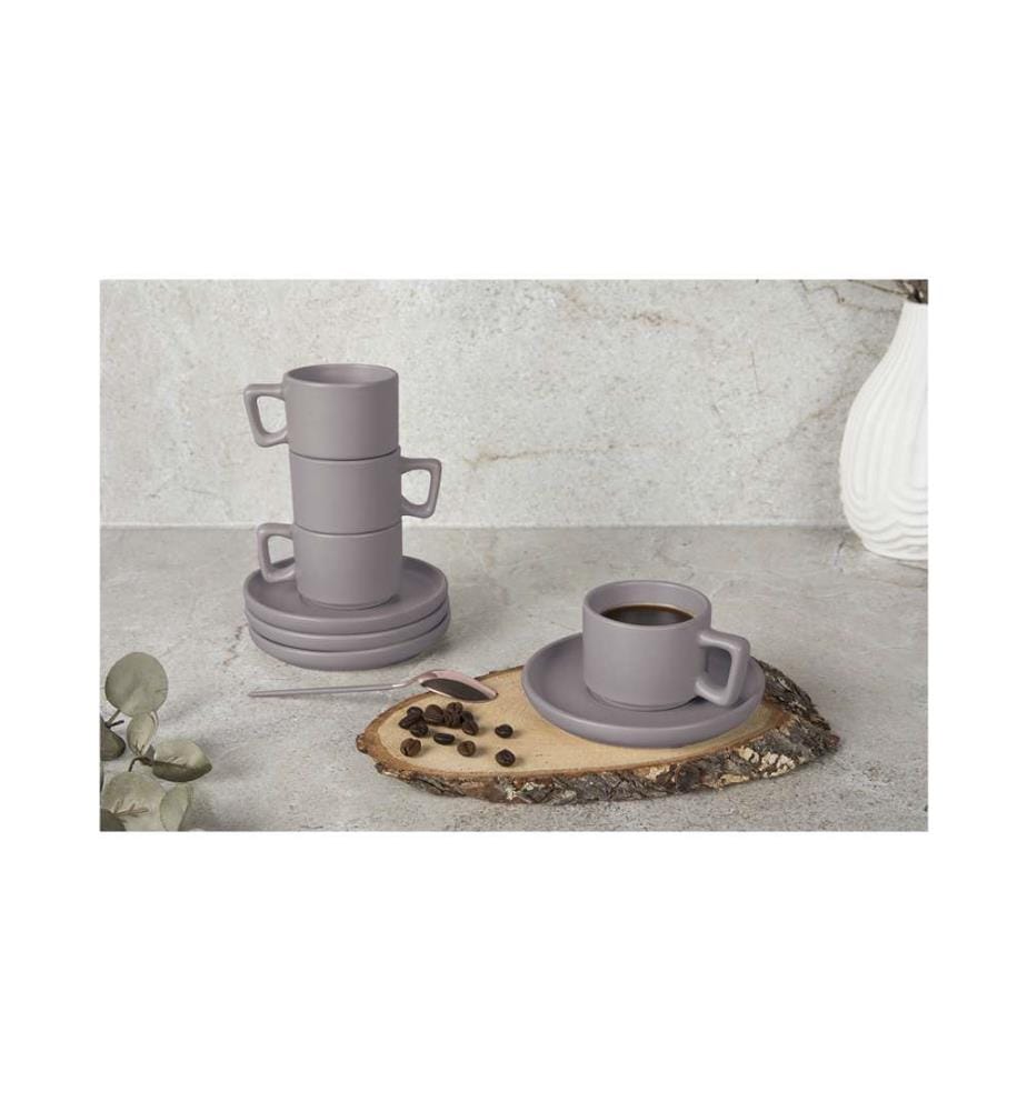 4er-Set Kaffeetassen 100 ml, Taupe Collection - Matt